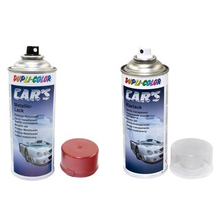 Lackspray Spraydose Cars Dupli Color 706868 rot metallic 400 ml + Klarlack 385858 400 ml