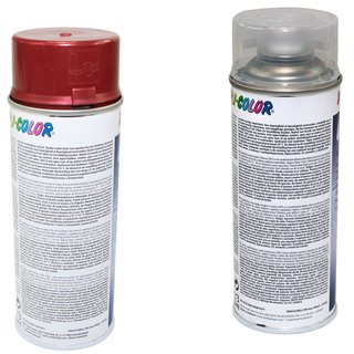 Lackspray Spraydose Cars Dupli Color 706868 rot metallic 400 ml + Klarlack 385858 400 ml