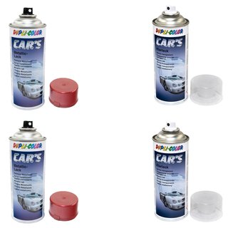 Lackspray Spraydose Cars Dupli Color 706868 rot metallic 2 X 400 ml + Klarlack 385858 2 X 400 ml