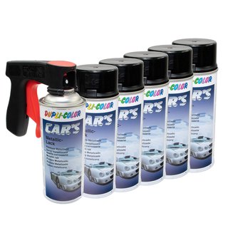 Spraypaint spraycan spraypaint Cars Dupli Color 706875 black metallic 6 X 400 ml with Pistolgrip