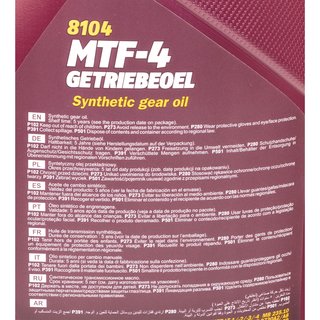 Gearoil gear oil MANNOL manual gear MTF-4 API GL 4 75W-80 4 liters with spout