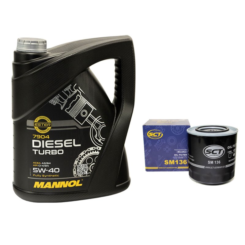 Engineoil set 5W40 5 liters + oilfilter SM 136 buy online in the