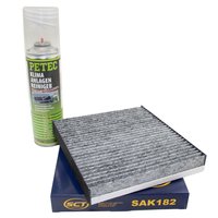 Innenraumfilter SAK182 + Klimaanlagen Reiniger 500 ml PETEC