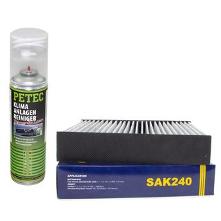 Innenraumfilter SAK240 + Klimaanlagen Reiniger 500 ml PETEC