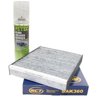 Cabin filter SCT SAK360 + cleaner air conditioning PETEC
