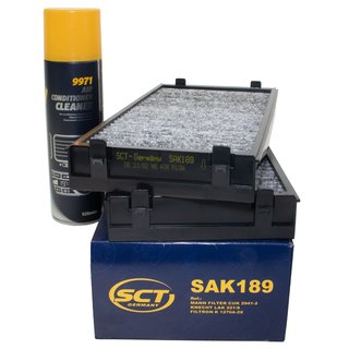 Cabin filter SCT SAK189 + cleaner air conditioning 520 ml MANNOL