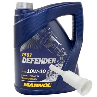 Engineoil Engine oil semisynthetic MANNOL Defender 10W-40 API SN 5 liters with spout