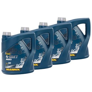 Engineoil Engine oil for 4-stroke tractors lawnmowers Agro SAE 30 MANNOL API SG 4 X 4 liters