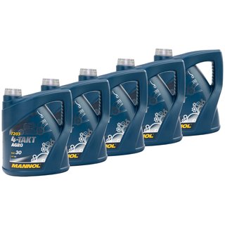 Engineoil Engine oil for 4-stroke tractors lawnmowers Agro SAE 30 MANNOL API SG 5 X 4 liters