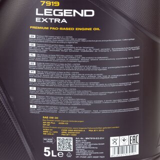 Engineoil Engine oil MANNOL Legend Extra 0W30 API SN 5 liters