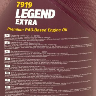 Engineoil Engine oil MANNOL Legend Extra 0W30 API SN 5 liters with spout