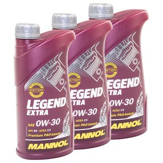 Engineoil Engine oil MANNOL Legend Extra 0W30 API SN 3 X 1 liters