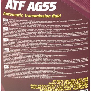 Getriebel Getriebe l MANNOL Automatik ATF AG55 4 Liter mit Ausgieer