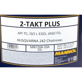 Motorl Gemisch l MANNOL 2-Takt Plus API TC 20 Liter