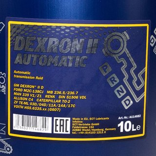Getriebel Getriebe l MANNOL Dexron II Automatik 10 Liter mit Ausgieer