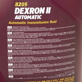 Getriebel Getriebe l MANNOL Dexron II Automatik 4 Liter mit Ausgieer