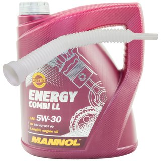 Engineoil Engine Oil MANNOL Energy Combi LL 5W-30 API SN 4 liters with spout