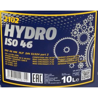 Hydraulikl Hydraulik l MANNOL Hydro ISO 46 10 Liter mit Ausgieer