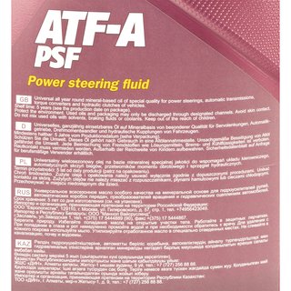 Hydraulicfluid servooil transmissionoil MANNOL ATF-A PSF 4 liters with spout