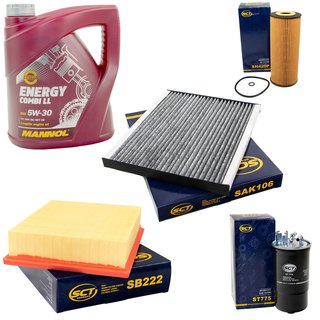 Inspectionpackage SCT Fuelfilter + Airfilter + Cabinfilter + Oilfilter + Engineoil 5W30