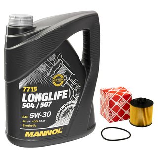 Engineoil set Longlife 5W30 API SN 5 liters + Oilfilter Febi 37441