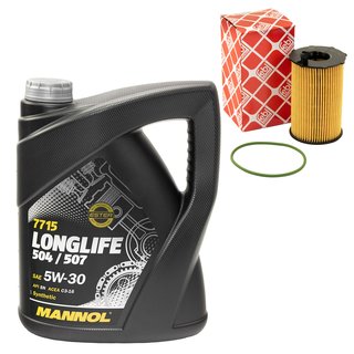 Engineoil set Longlife 5W30 API SN 5 liters + Oilfilter Febi 170089