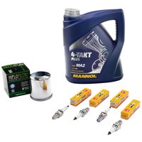 Maintenance package oil 4L + oil filter + spark plugs