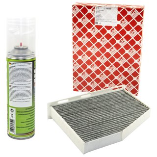 Cabin filter pollenfilter Febi 105789 + cleaner air conditioning 500 ml PETEC