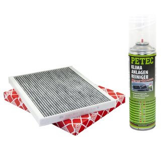 Cabin filter pollenfilter Febi 32369 + cleaner air conditioning 500 ml PETEC