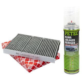 Cabin filter pollenfilter Febi 11566 + cleaner air conditioning 500 ml PETEC