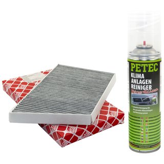 Cabin filter pollenfilter Febi 21642 + cleaner air conditioning 500 ml PETEC