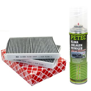Cabin filter pollenfilter Febi 31985 + cleaner air conditioning 500 ml PETEC