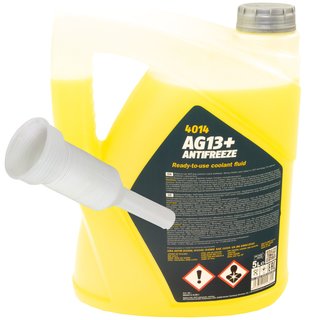 Khlerfrostschutz MANNOL Advanced Antifreeze 5 Liter Fertiggemisch -40C gelb inkl. Ausgieer
