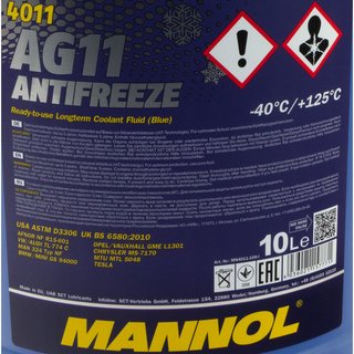 Radiatorantifreeze MANNOL Longterm Antifreeze 10 liters premix -40  C blue incl. spout