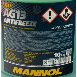 Khlerfrostschutz MANNOL Frostschutz Antifreeze AG13 G13 10 Liter Fertiggemisch -40C grn inkl. Ausgieer