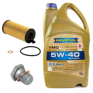 Engineoil set VMO SAE 5W-40 5 liters + Oilfilter Febi 101324 incl. oildrainplug 100551