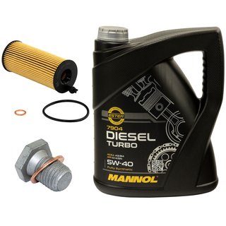 Engine oil set 5W40 Diesel Turbo 5 liters + oilfilter Febi 101324 incl. oildrainplug 100551