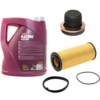 Engineoil set Racing+Ester 10W60 4 liters + Oilfilter Febi 38405 + oildrainplug 171173