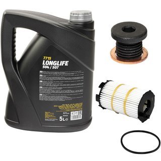 Engineoil set Longlife 5W30 API SN 5 liters + Oilfilter Febi 109708 + Oildrainplug 171173