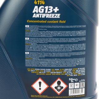 Khlerfrostschutz Konzentrat MANNOL Frostschutz -40C 5 Liter gelb G13 AG13+