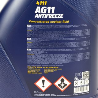 Khlerfrostschutz Konzentrat MANNOL AG11 Longterm -40C 5 Liter blau