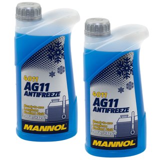 Khlerfrostschutz MANNOL Frostschutz Antifreeze 2 X 1 Liter Fertiggemisch -40C blau AG11 G11