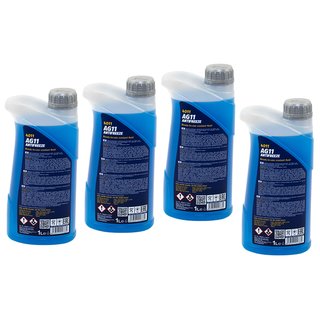 Khlerfrostschutz MANNOL Frostschutz Antifreeze 4 X 1 Liter Fertiggemisch -40C blau AG11 G11