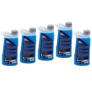 Khlerfrostschutz MANNOL Frostschutz Antifreeze 5 X 1 Liter Fertiggemisch -40C blau AG11 G11
