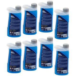 Khlerfrostschutz MANNOL Frostschutz Antifreeze 8 X 1 Liter Fertiggemisch -40C blau AG11 G11