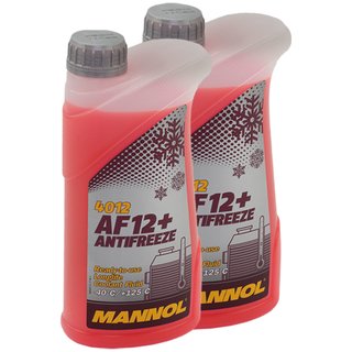 Khlerfrostschutz MANNOL Frostschutz Antifreeze 2 X 1 Liter Fertiggemisch -40C rot AF12 G12
