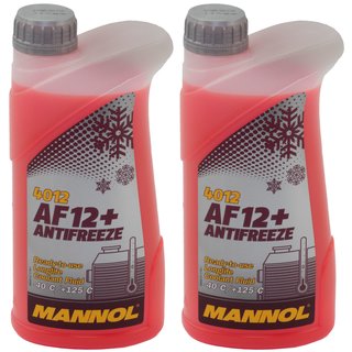 Khlerfrostschutz MANNOL Frostschutz Antifreeze 2 X 1 Liter Fertiggemisch -40C rot AF12 G12