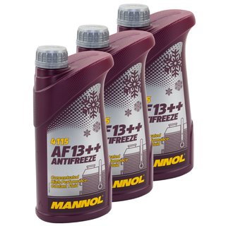 Khlerfrostschutz Khlmittel Konzentrat MANNOL AF13++ Antifreeze 3 X 1 Liter -40C rot