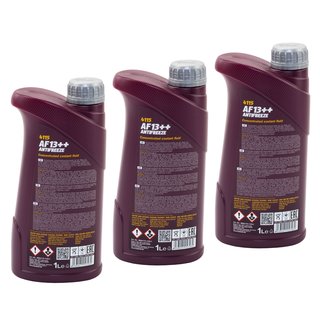 Khlerfrostschutz Khlmittel Konzentrat MANNOL AF13++ Antifreeze 3 X 1 Liter -40C rot