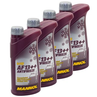 Radiatorantifreeze Coolant Concentrate MANNOL AF13++ Antifreeze 4 X 1 liters -40C red